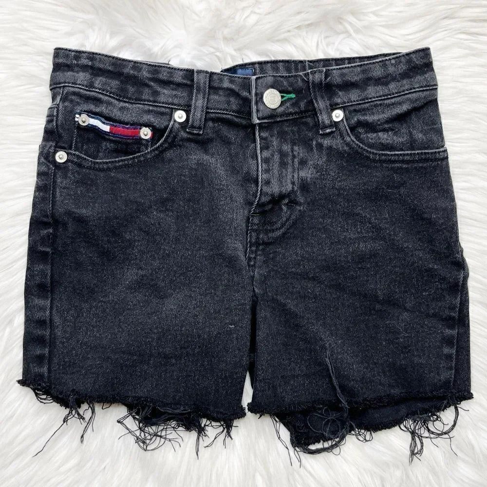 Tommy Hilfiger Cut Off Denim Shorts Black Size 28